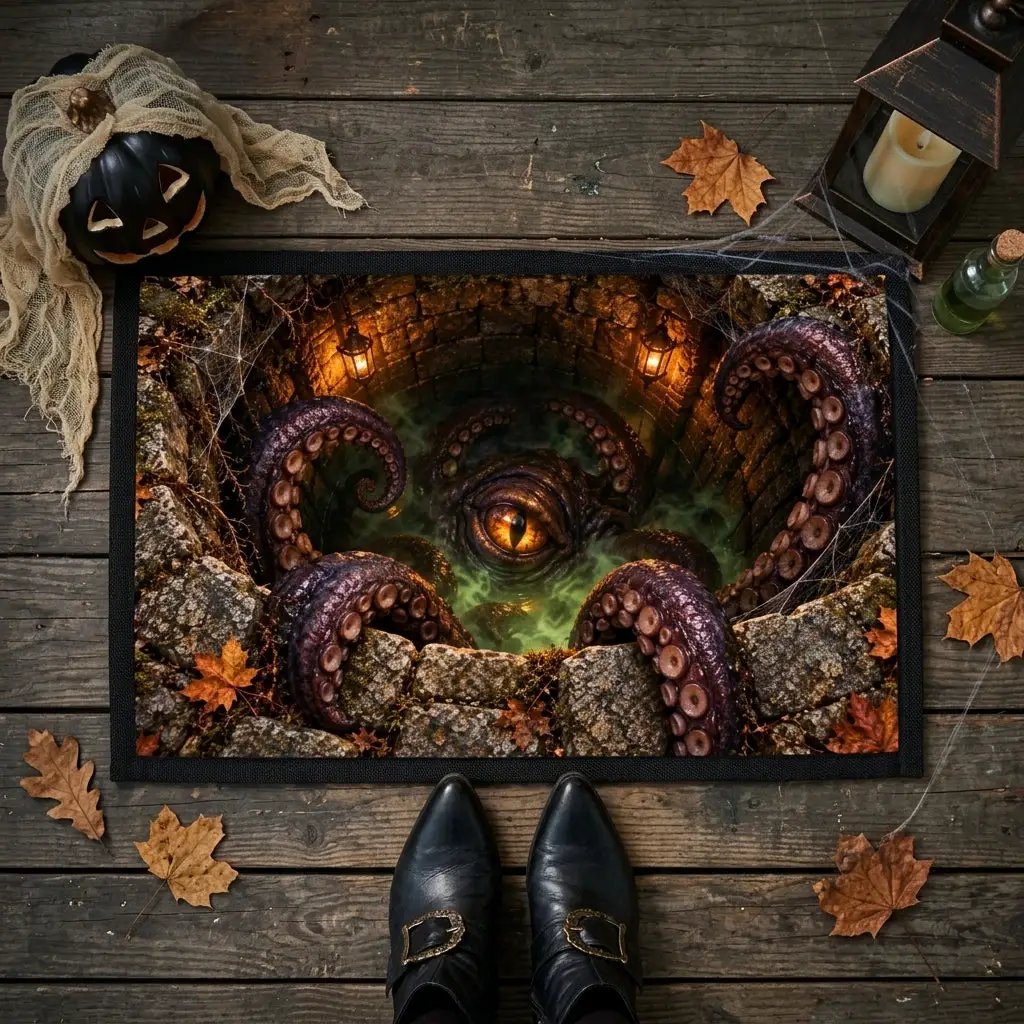 Tentacle Monster Halloween Doormat, 3D Creepy Creature Optical Illusion Mat, Horror Welcome Mat, Spooky Halloween Porch Decor