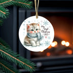 My First Christmas 2025 Kitten Ornament – Baby’s First Christmas Keepsake, Cute Newborn Gift, Durable MDF Ornament with Gold Cord