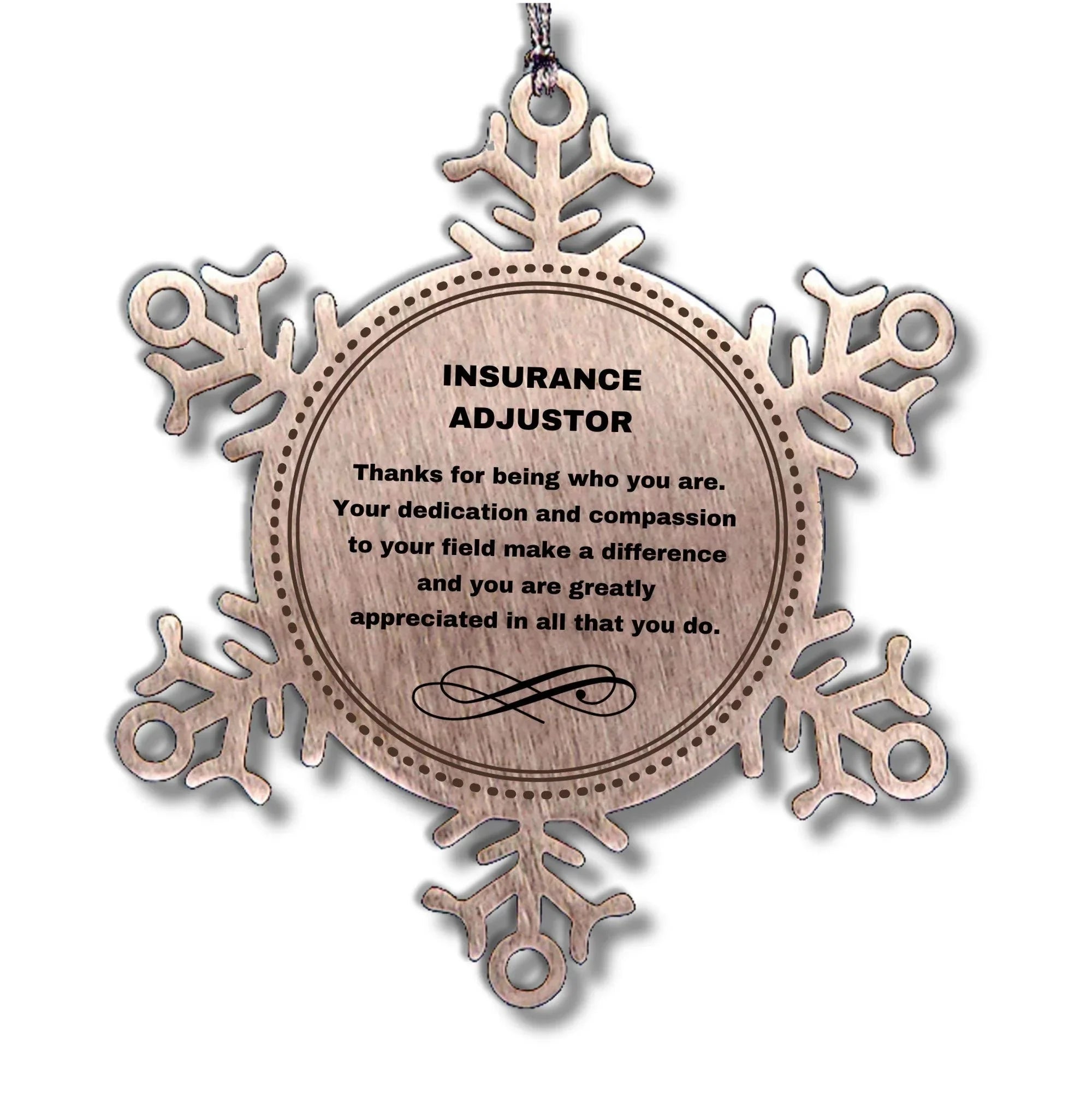Remarkable Insurance Adjuster Gifts, Your dedication and hard work, Inspirational Birthday Christmas Unique Snowflake Ornament For Insurance Adjuster, Coworkers, Men, Women, Friends