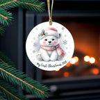 My First Christmas 2025 Polar Bear Ornament – Baby’s First Christmas Keepsake, Cute Newborn Gift, Durable MDF Ornament with Gold Cord