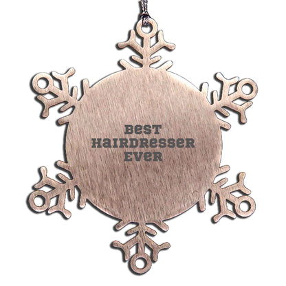 Funny Hairdresser Snowflake Steel Christmas Tree Ornament - Best Hairdresser Ever - Mallard Moon