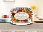 Personalized Thanksgiving Platter, Custom Family Name Harvest Serving Platter, Woodland Fall Decor, Pumpkin Sunflower Hostess Gift, 10x14