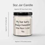 My Dear Aunty Gifts, Always Remember How Much I Love You., 9oz Vanilla Soy Candle for Her, Valentine's