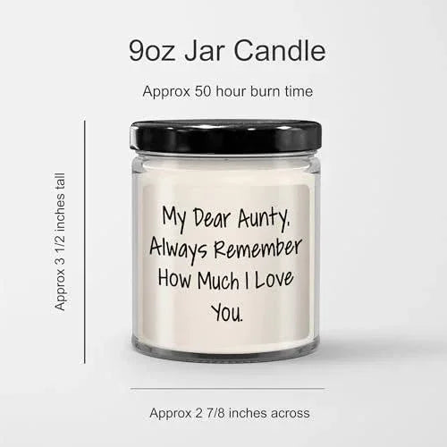 My Dear Aunty Gifts, Always Remember How Much I Love You., 9oz Vanilla Soy Candle for Her, Valentine's