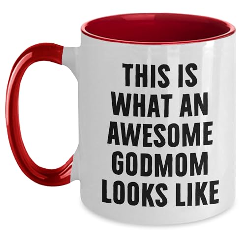 This Is What an Awesome Godmom Looks Like – Funny Two-Tone Ceramic Coffee Mug Gift for Godmothers, Cute and Bold Present from Godchild for Birthday, Mother’s Day, or Just Because - Mallard Moon Gift Shop
