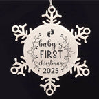 Baby's First Christmas Laser Etched Stainless Steel Snowflake Christmas Tree Ornament