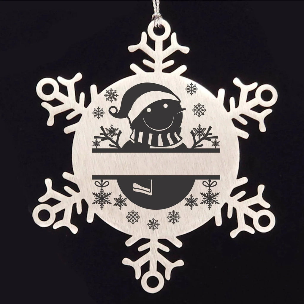 Personalized Snowman Snowflake Tree Ornament Family Name Laser Engraved Stainless Steel