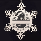 Personalized Snowman Snowflake Tree Ornament Family Name Laser Engraved Stainless Steel