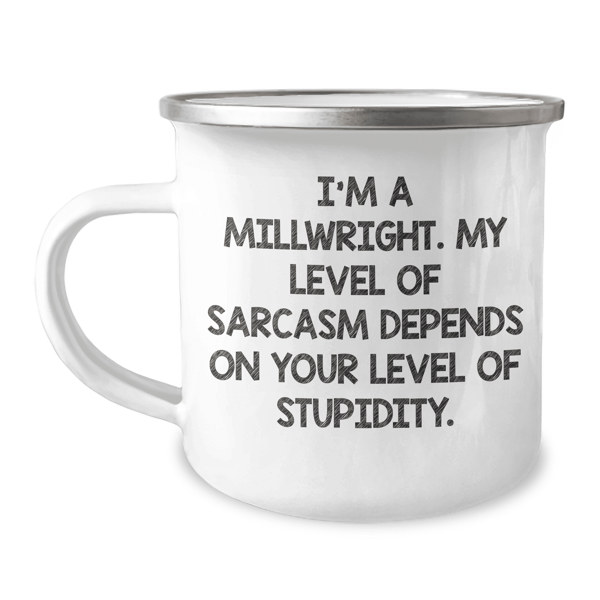 Funny Millwright Gifts for Mother's Day - 'I'm A Millwright, My Level Of Sarcasm...' Camping Mug, Gifts from Men to Women - Mallard Moon Gift Shop