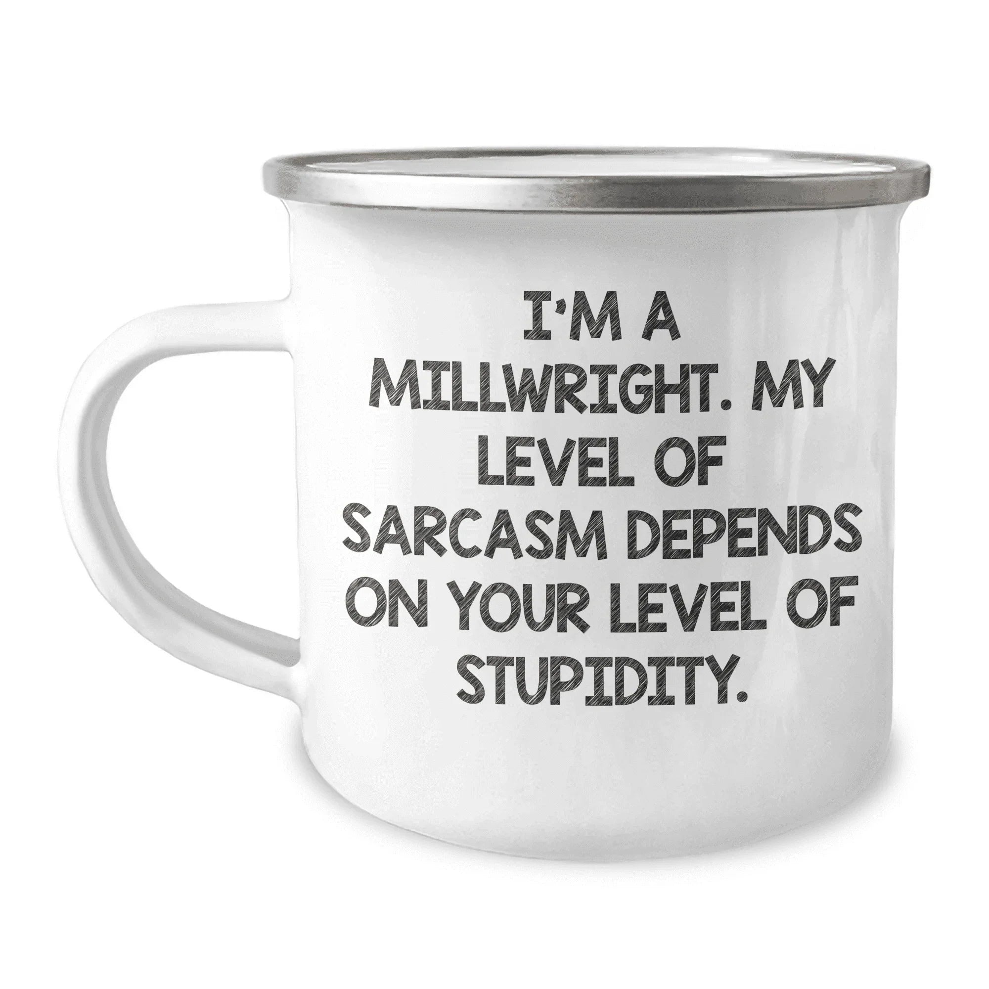 Funny Millwright Gifts for Mother's Day - 'I'm A Millwright, My Level Of Sarcasm...' Camping Mug, Gifts from Men to Women