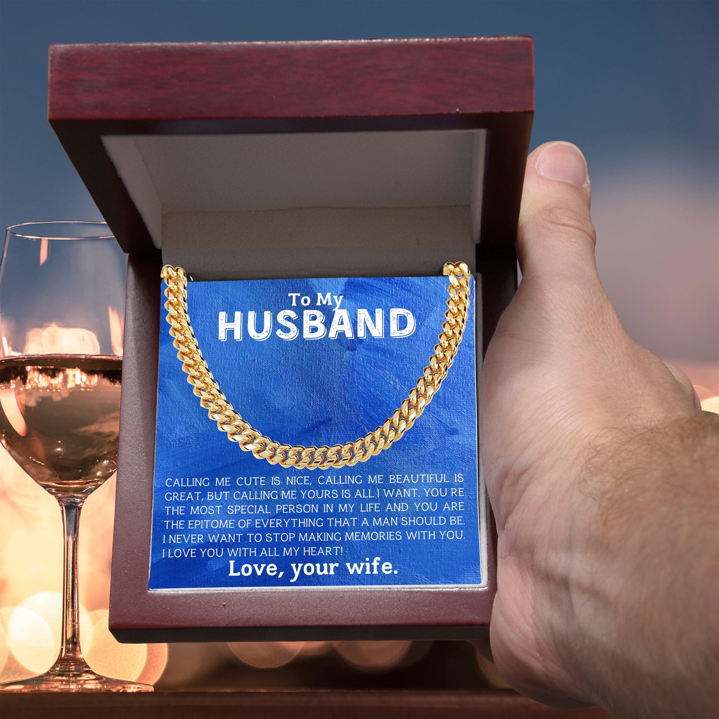 To My Husband - Making Memories - Cuban Link Chain Necklace - Mallard Moon Gift Shop