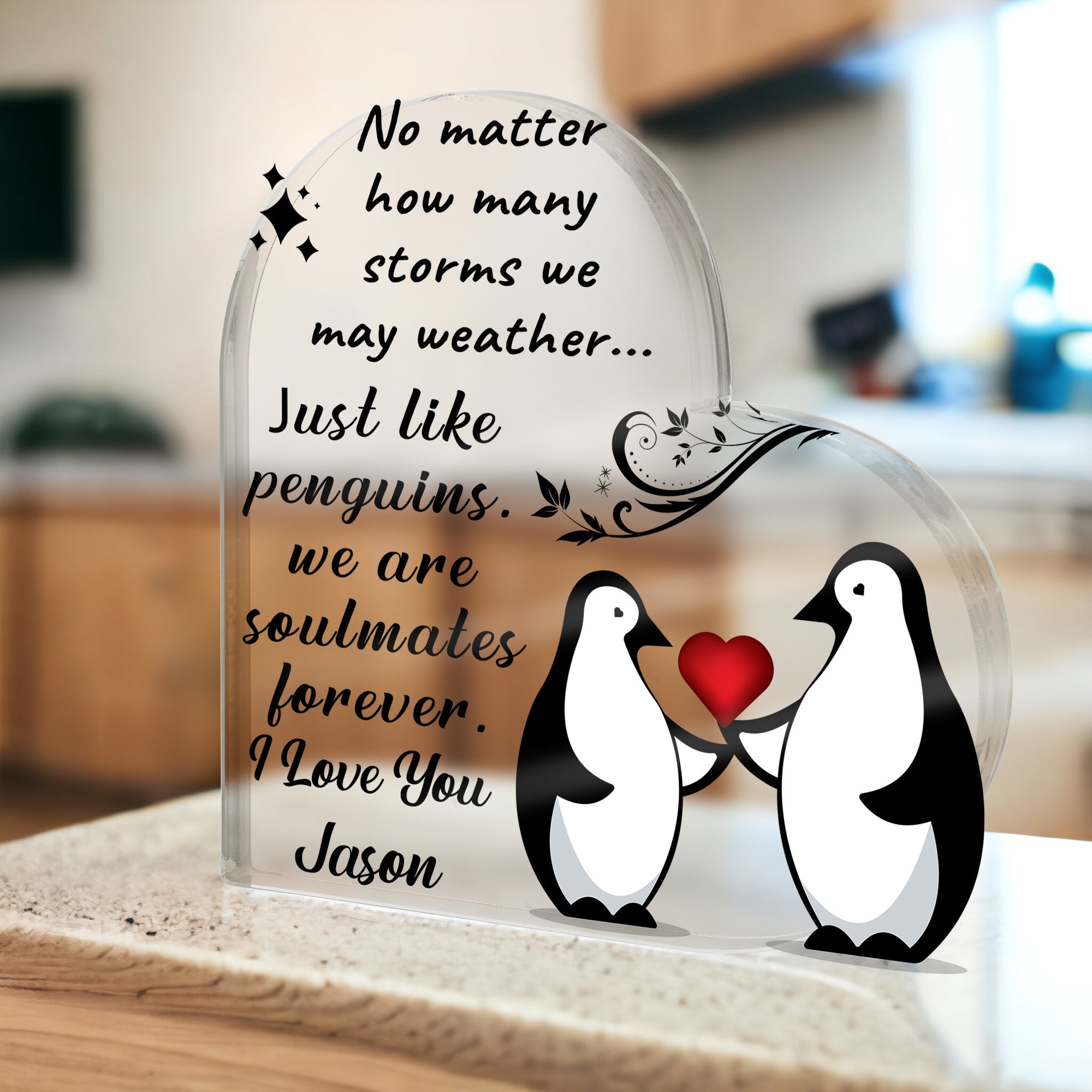 Soulmates Forever - Personalized Heart-Shaped Acrylic Plaque – A Timeless Love Keepsake - Mallard Moon Gift Shop
