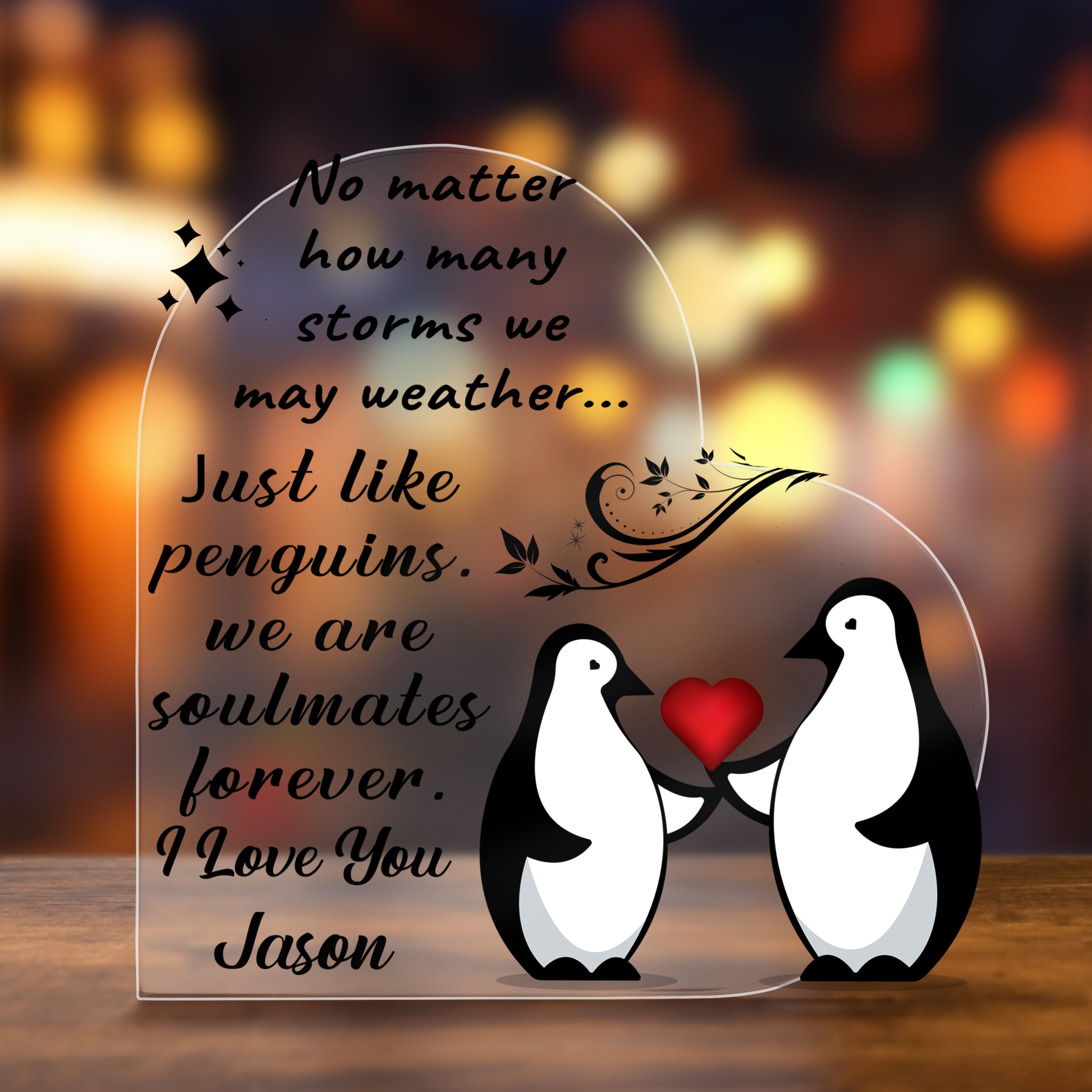 Soulmates Forever - Personalized Heart-Shaped Acrylic Plaque – A Timeless Love Keepsake - Mallard Moon Gift Shop