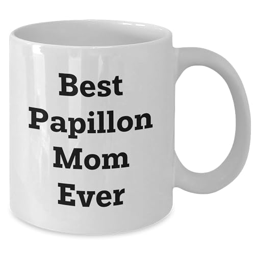 Spring Pet Products Papillon Dog Mom Ever Valentine's White Coffee Mug, Funny Quote, Gifts from Papillon Lovers for Papillon Lovers, 11oz or 15oz, Ceramic, Microwave and Dishwasher Safe - Mallard Moon Gift Shop