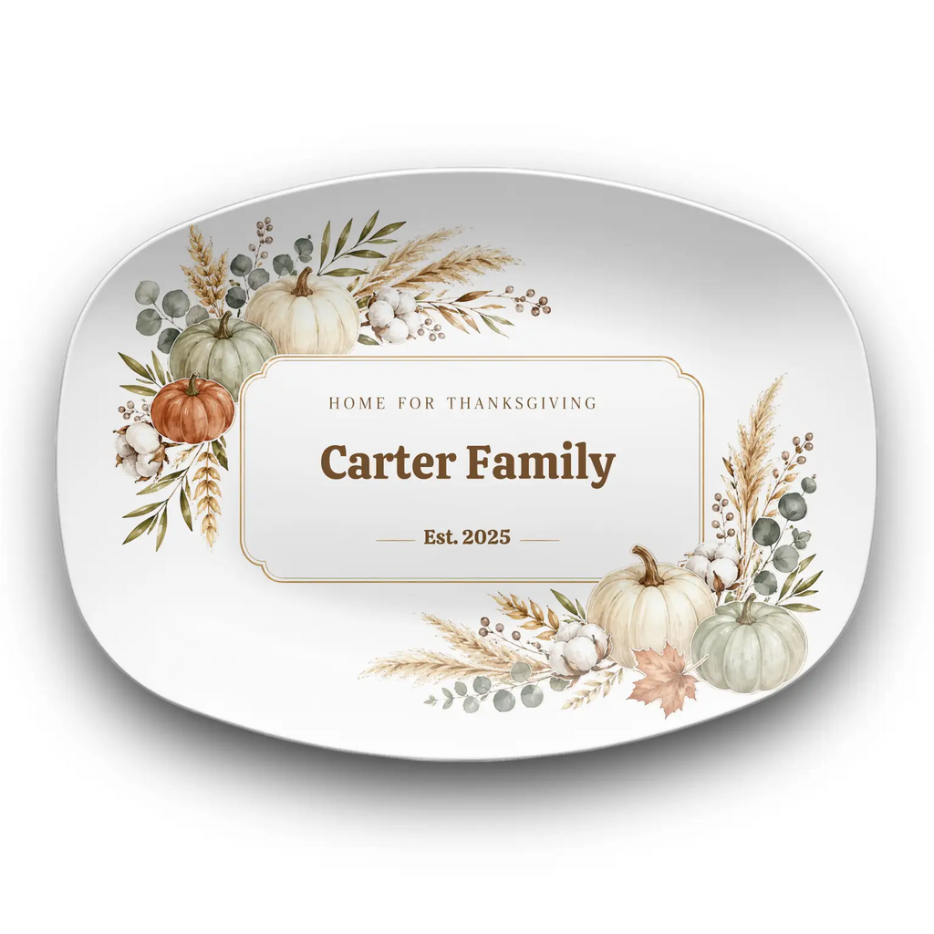 Personalized Thanksgiving Platter, Custom Family Name Serving Tray, Fall Pumpkin Platter, Thanksgiving Hostess Gift, Family Keepsake
