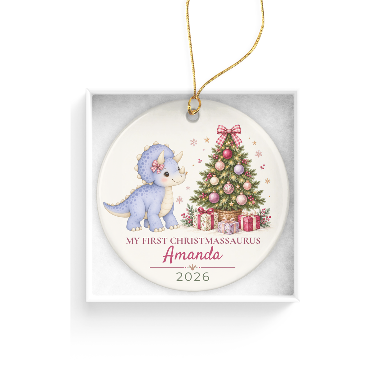 Dinosaur Personalized Christmas Ornament, Baby 1st 2nd 3rd Christmas, Custom Name Year, Cute Christmassaurus Gift