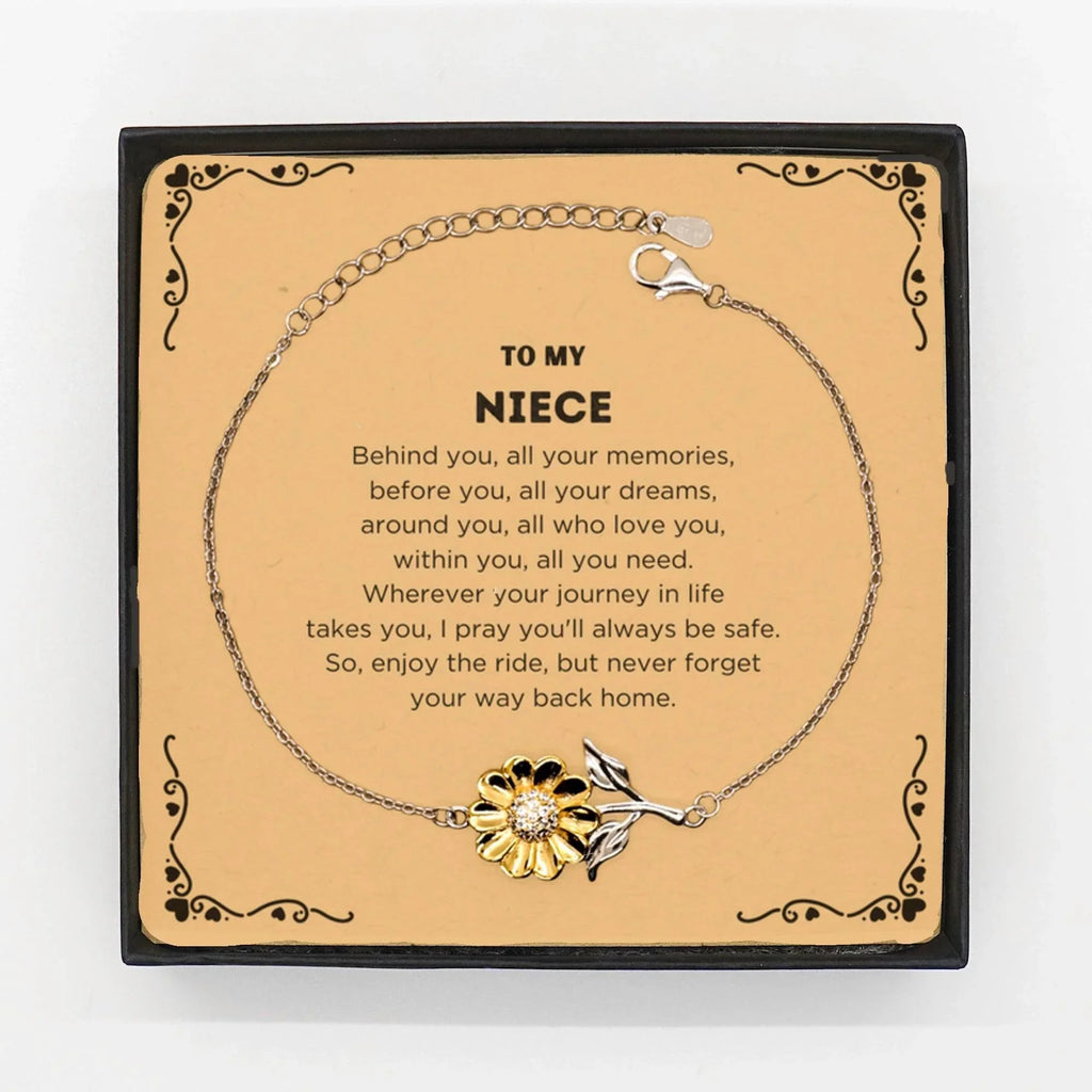 Niece Sunflower Bracelet Sentimental Birthday Christmas Unique Gifts - Behind you, all your memories, before you, all your dreams, around you, all who love you, within you, all you need