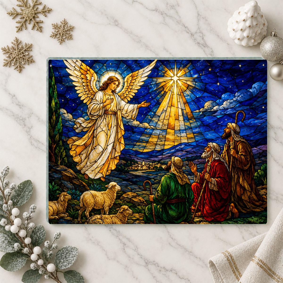 Christian Christmas Glass Cutting Board, Faith Filled Christmas Decor, Religious Christmas Gift, Choose From 10 Designs
