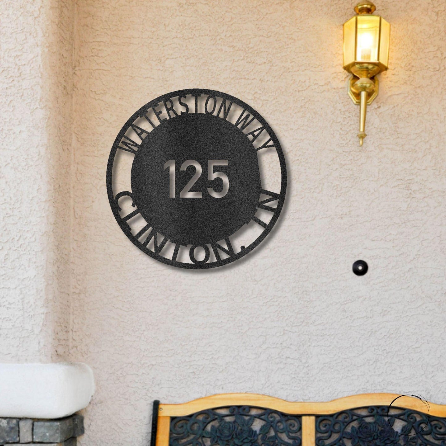 Bold Circle Address Personalized Front Door, Porch, Patio Steel Wall Sign Metal Art - Mallard Moon Gift Shop