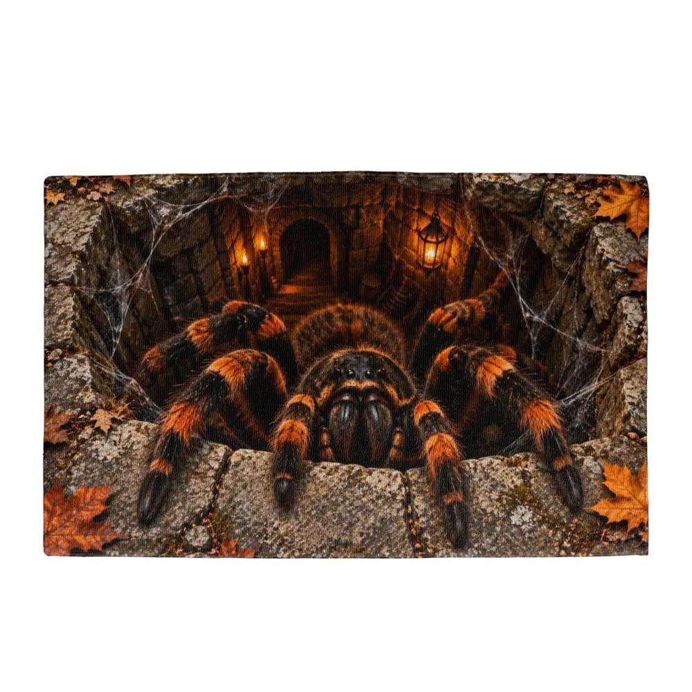 Giant Spider Halloween 3D Doormat, Scary Optical Illusion Welcome Mat, Creepy Spider Door Mat, Haunted House Halloween Porch Decor