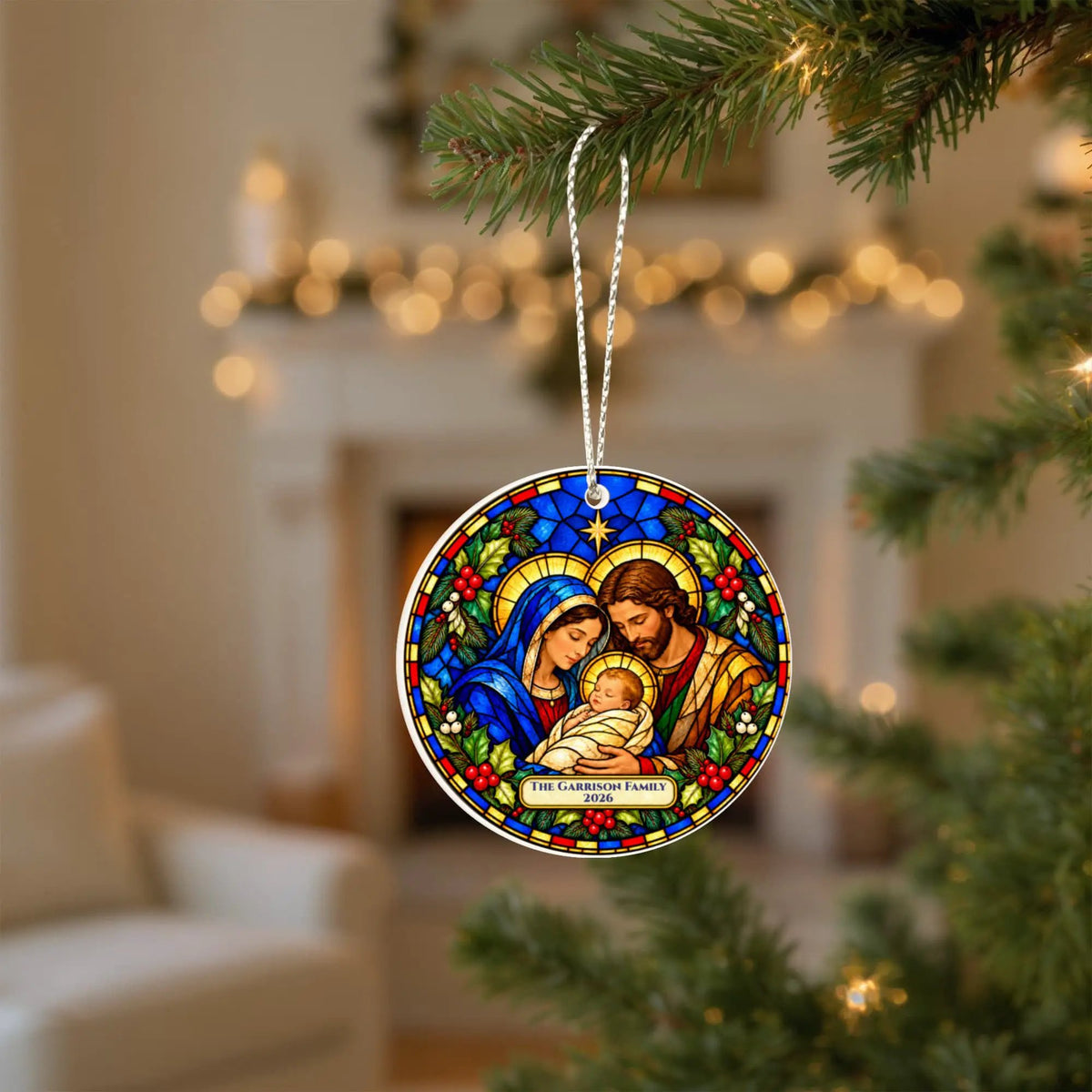 Nativity Christmas Ornament, Personalized Holy Family Ornament, Baby Jesus Christmas Gift, Religious Christian Ornament, Nativity Keepsake