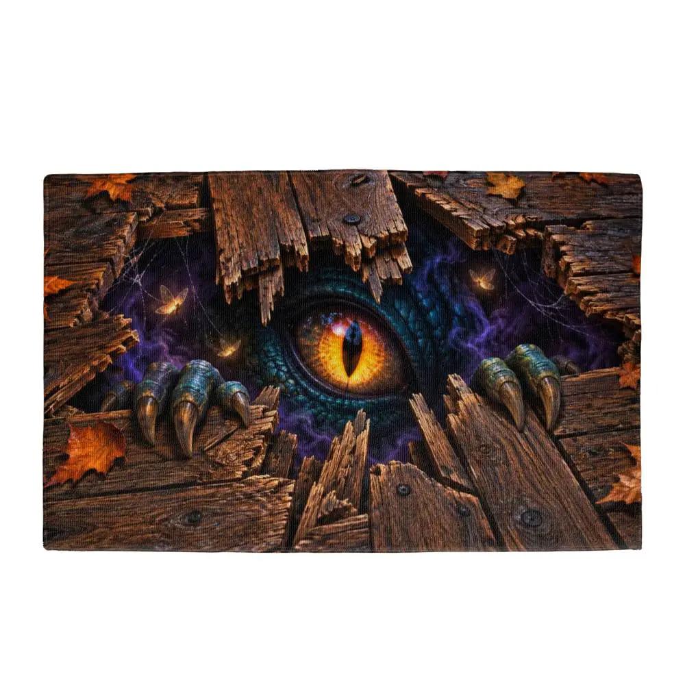Monster Eye Halloween 3D Doormat, Scary Dragon Eye Door Mat, Creature Under Floor Illusion, Spooky Halloween Welcome Mat