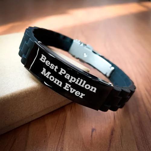 Spring Pet Products Funny Best Papillon Mom Ever Gifts for Papillon Dog Lovers Valentine's Unique Jewelry Boxed in Premium Bag Adjustable Glide lock Clasp Papillon Mom's Special Day Gift
