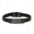 Funny Gifts for Afghan Hound Dog Lovers 'All I Care About Is My Afghan Hound And Maybe Three People' - Engraved Stainless Steel Interlaced Leather Bracelet Birthday, Christmas Gift