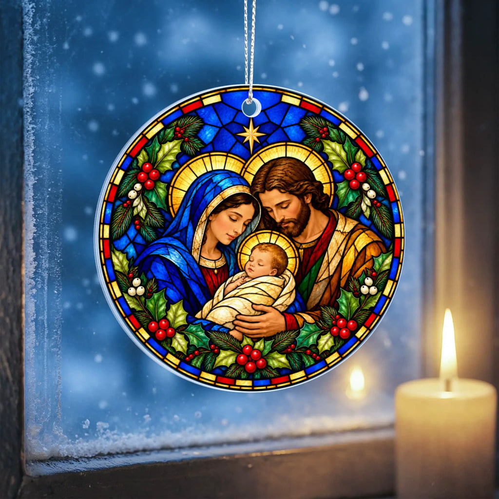 Nativity Christmas Ornament, Personalized Holy Family Ornament, Baby Jesus Christmas Gift, Religious Christian Ornament, Nativity Keepsake