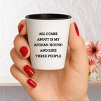 Afghan Hound Dog Lovers Unique Gift Shot Glass, All I Care About Are My Afghan Hound Dog, Funny Quote for Christmas, White Ceramic, 1.5oz, Microwave and Dishwasher Safe, Gifts from Men to Friends