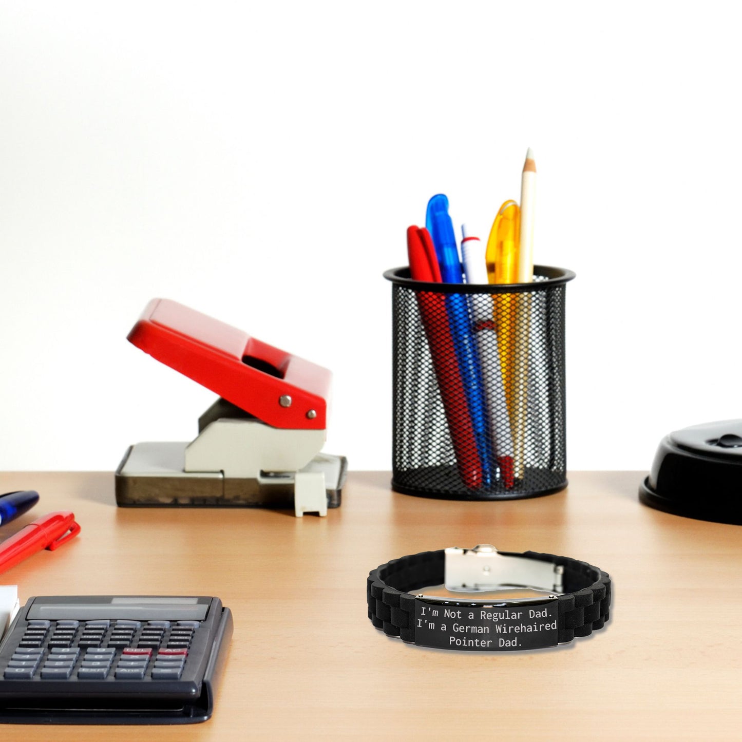 Funny German Wirehaired Pointer Dog Gifts for Dad, German Wirehaired Pointer Dad Glide lock Clasp Bracelet, Christmas Unique Presents from Family