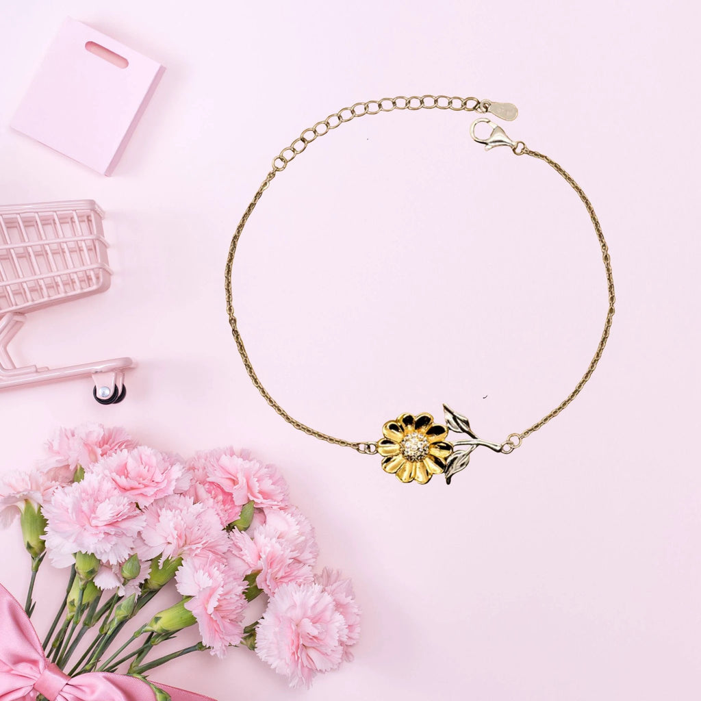 Daughter Gift from Mom – You Are the Angel God Sent Into My Life – Sunflower Bracelet With Message Card