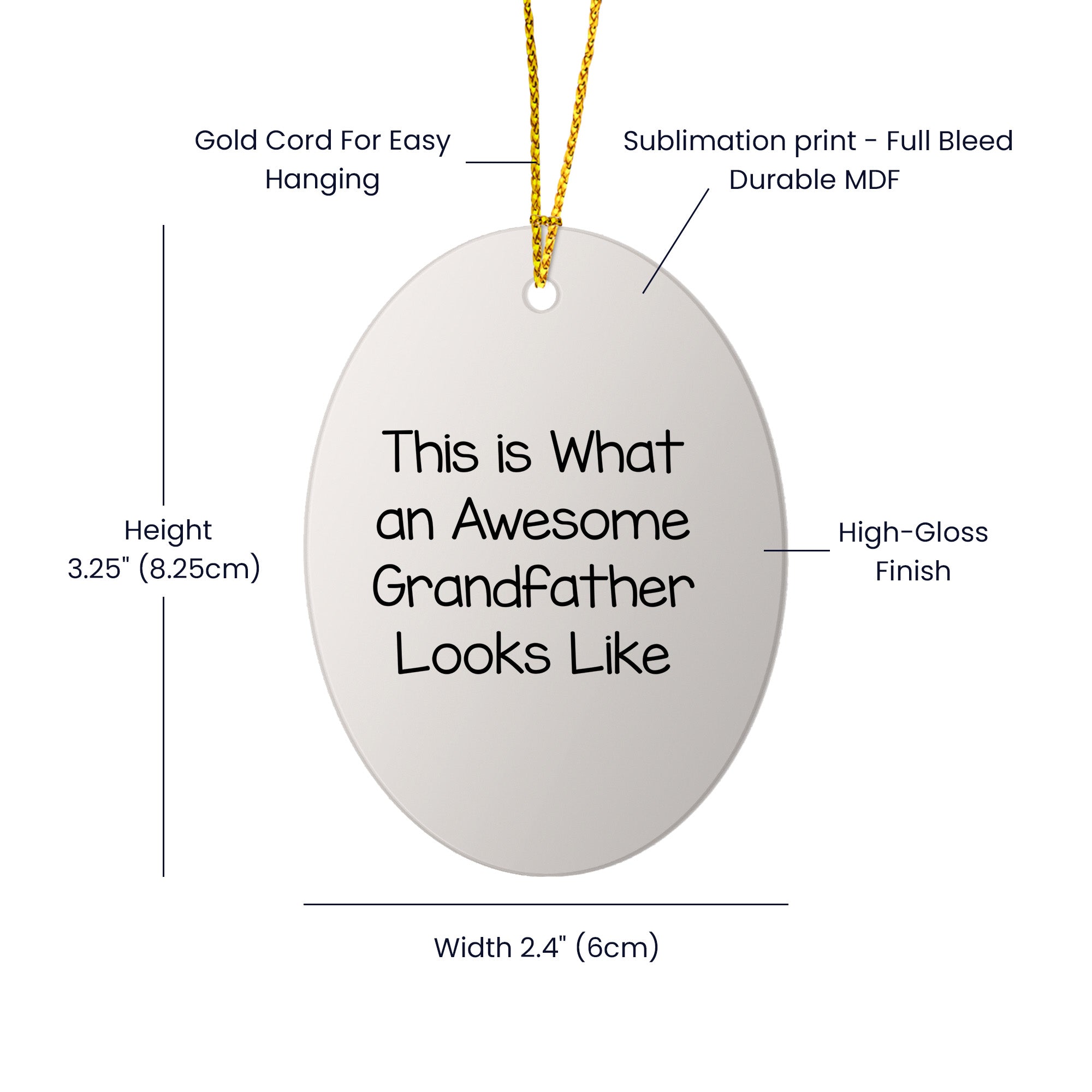 Grandfather Gifts Funny Oval Ornament This Is What An Awesome Grandfather Looks Like, Christmas Unique