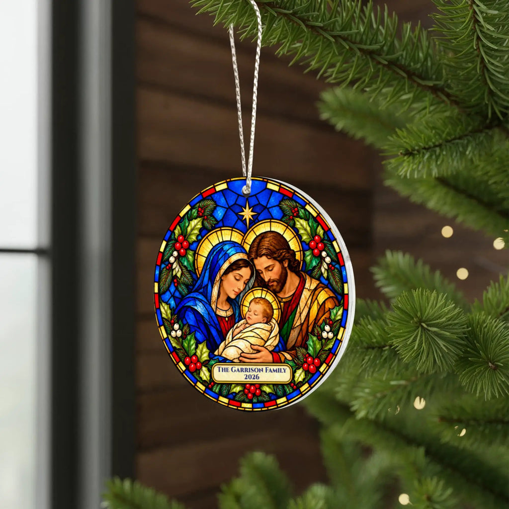 Nativity Christmas Ornament, Personalized Holy Family Ornament, Baby Jesus Christmas Gift, Religious Christian Ornament, Nativity Keepsake