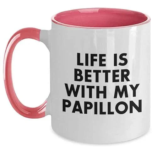 Life Is Better With My Papillon, Gifts from Mom to Papillon Dog Lovers, Two Tone Coffee Mug, Mother's Day Unique Gifts