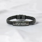 Spring Pet Products Papillon Dog Mom's Day Interlaced Leather Bracelet, Funny Quote Gift from Men to Women Friends Family