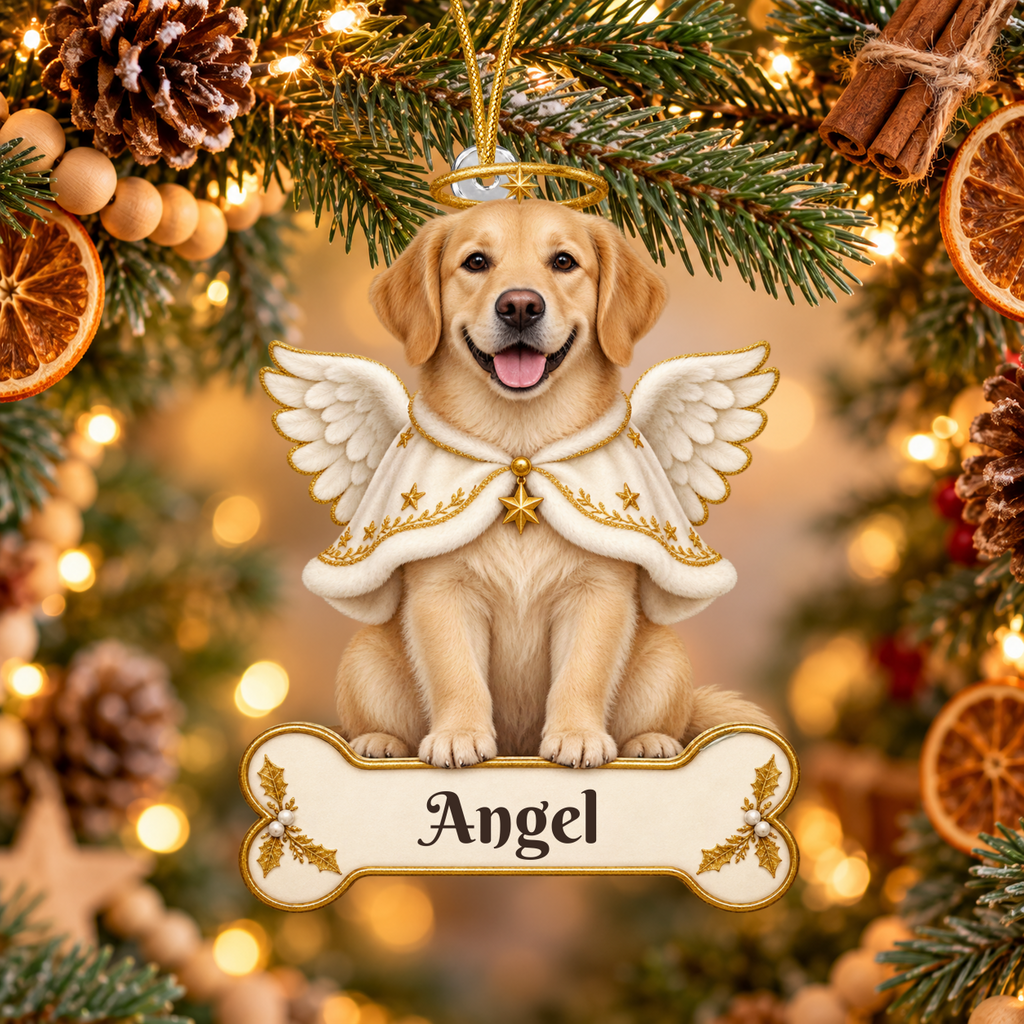 Personalized Angel Dog Christmas Ornament from Photo, Custom Pet Memorial Ornament, Dog Angel Wings Acrylic Cutout, Pet Remembrance Gift