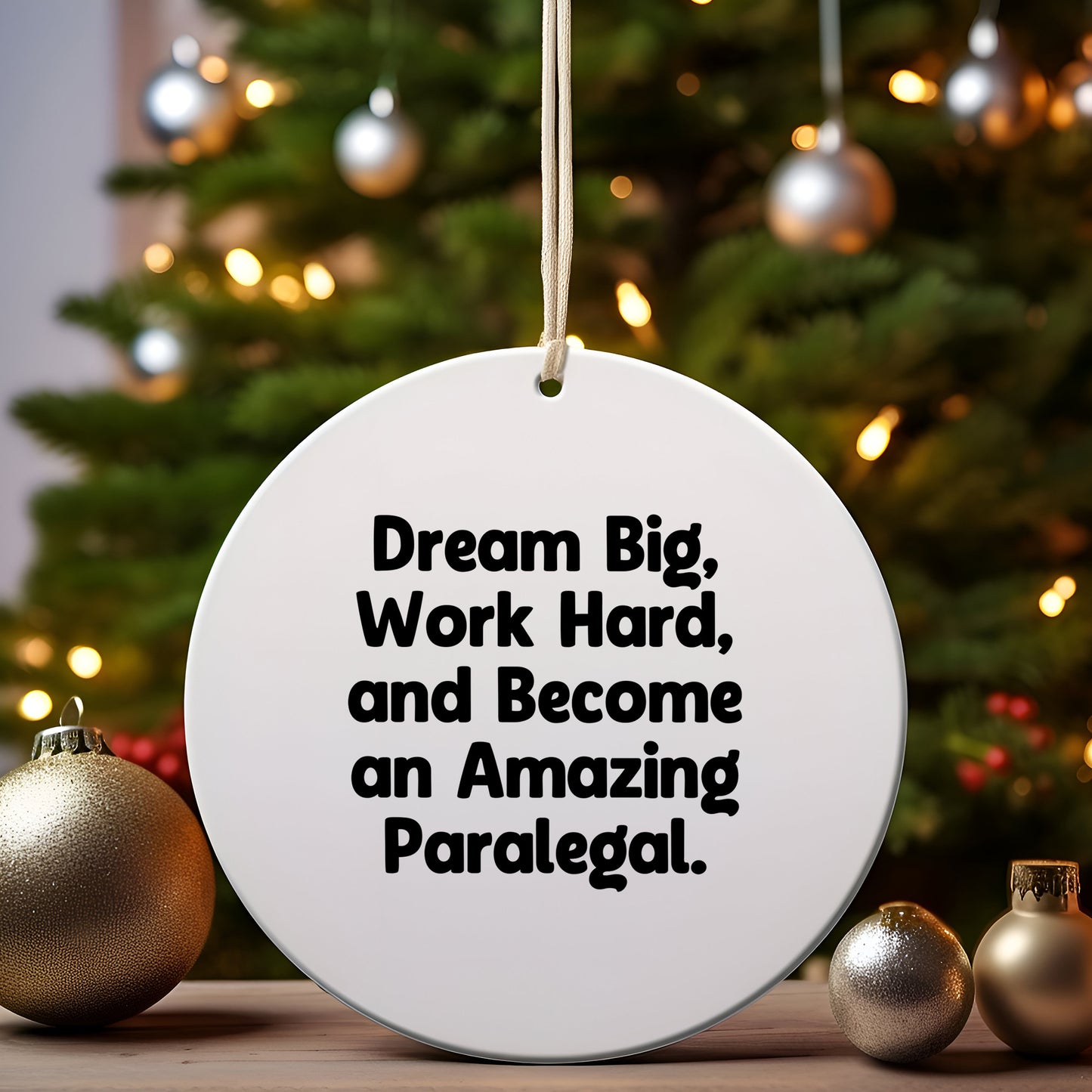 Paralegal Circle Ornament, Gifts from Men to Friends, 'Dream Big, Work Hard, And Become An Amazing Paralegal.' Inspirational Quote, Christmas Unique Gifts for Her