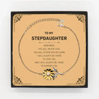 Stepdaughter Gifts, To My Stepdaughter Remember, you will never lose. You will either WIN or LEARN, Keepsake Sunflower Bracelet For Stepdaughter Card, Birthday Christmas Gifts Ideas For Stepdaughter X-mas Gifts