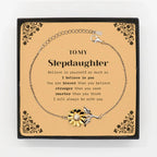 Stepdaughter Sunflower Bracelet Gifts, To My Stepdaughter You are braver than you believe, stronger than you seem, Inspirational Gifts For Stepdaughter Card, Birthday, Christmas Gifts For Stepdaughter Men Women