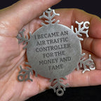 Funny Air Traffic Controller Gifts from Friends - Stainless Steel Snowflake Ornament for Christmas Unique Air Traffic Controller