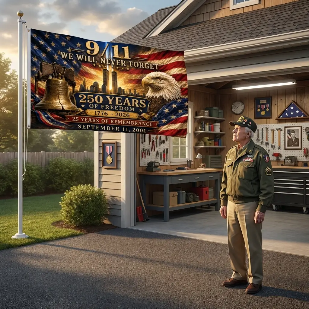 September 11 Never Forget House Flag 25 Years Remembrance