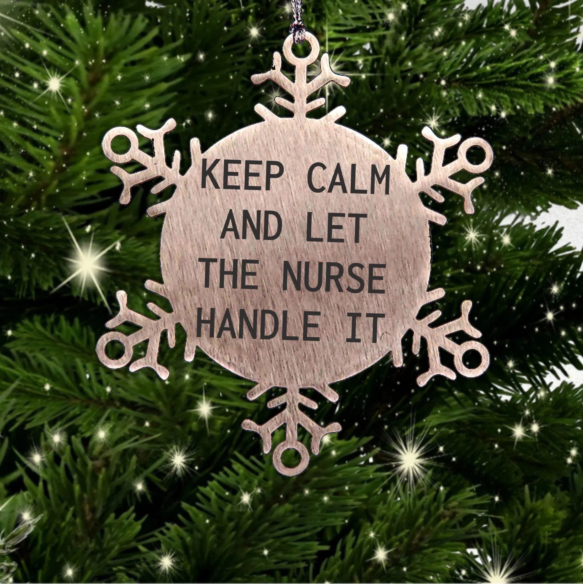 Funny Nurse Snowflake Ornaments Gifts from Friends for Coworker Christmas Unique Decorations Stainless Steel Shatterproof