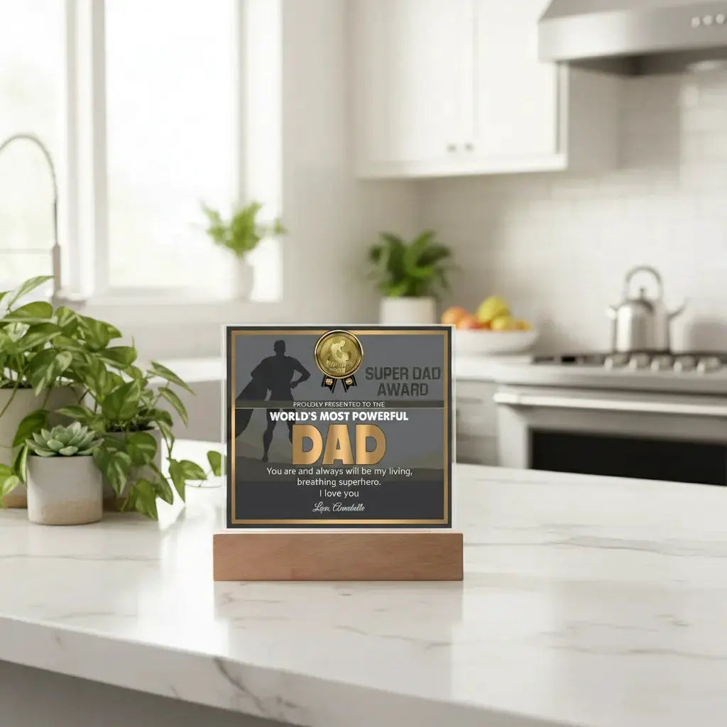 Super Dad Award World's Most Powerful Dad Personalized Acrylic Plaque