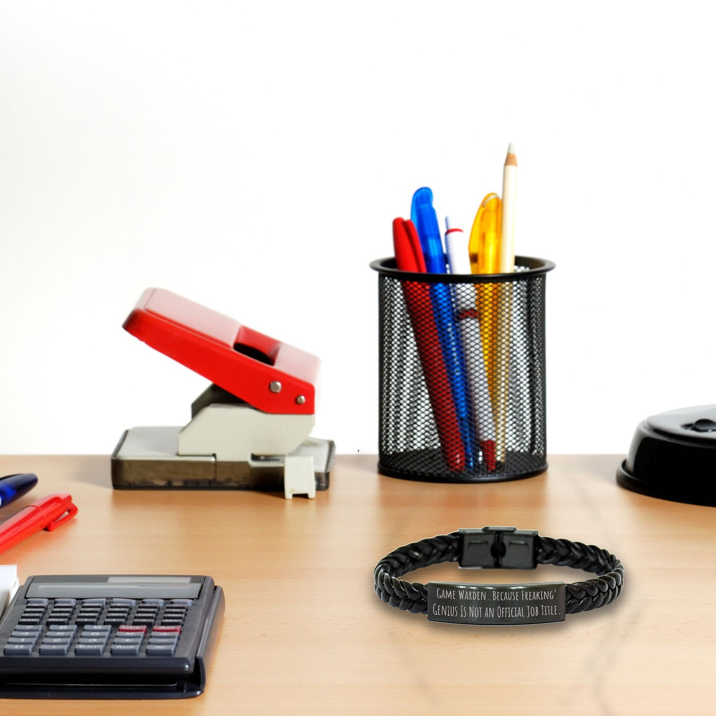 Game Warden Gifts from Friends, Funny 'Freaking genius' Interlaced Leather Bracel, Graduation Unique Gifts for Him