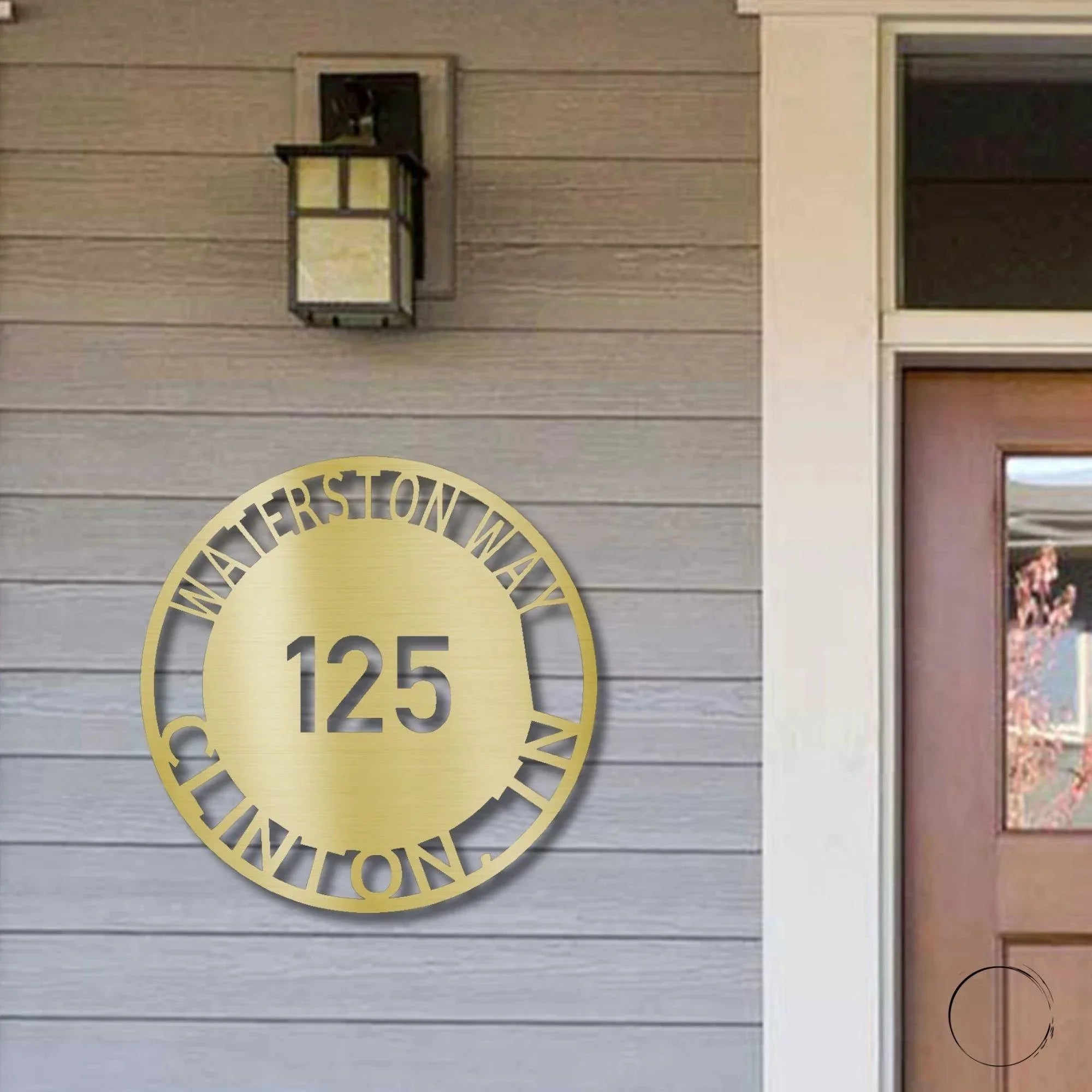 Bold Circle Address Personalized Front Door, Porch, Patio Steel Wall Sign Metal Art