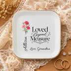 Personalized Birth Flower Jewelry Dish, Custom Name Ring Dish, Loved Beyond Measure Keepsake, Birthday Gift for Daughter, Granddaughter