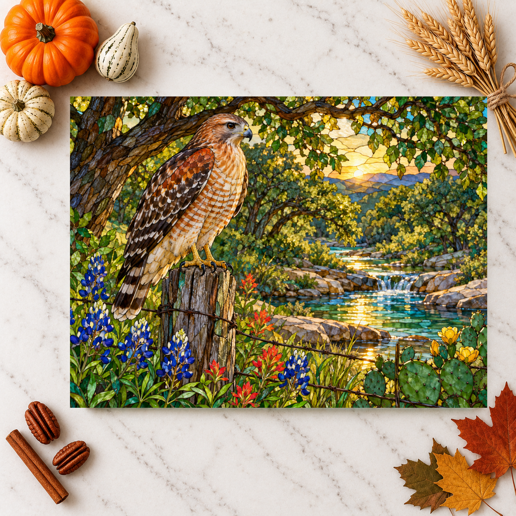 Red-Shouldered Hawk Glass Cutting Board, Bird Lover Kitchen Decor, Wildlife Art Chopping Board, Nature-Inspired Hostess Gift for Birdwatcher