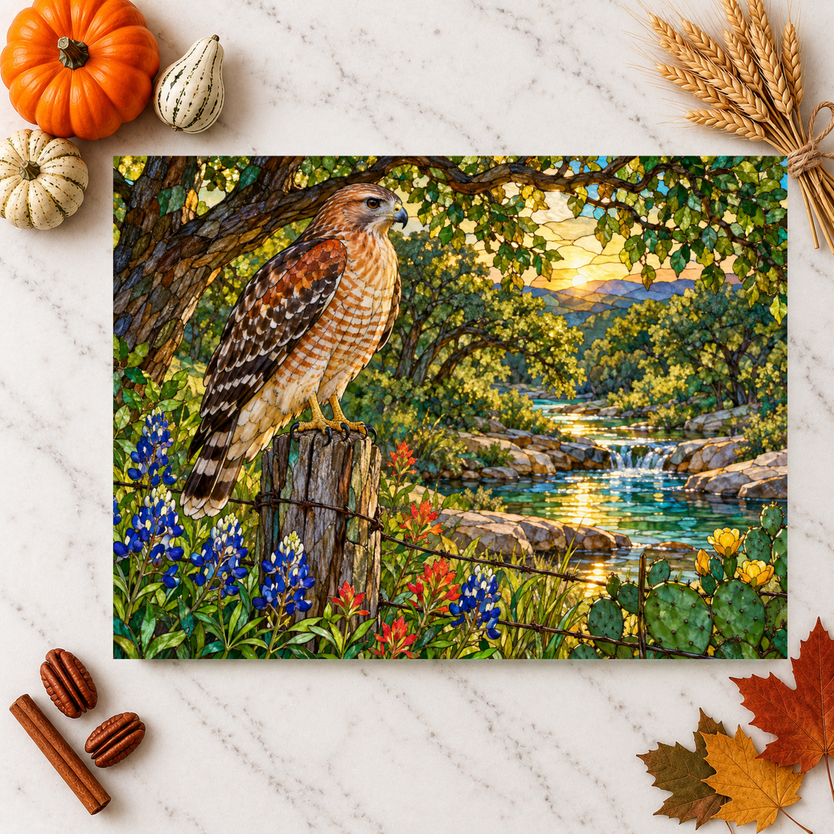 Red-Shouldered Hawk Glass Cutting Board, Bird Lover Kitchen Decor, Wildlife Art Chopping Board, Nature-Inspired Hostess Gift for Birdwatcher