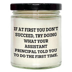 Gifts from Assistant Principals for The Win: Inspirational Funny Teacher Gifts for Christmas, Vanilla Soy Candle for Assistant Principals, 9oz Soy Wax Candle with Funny Quote